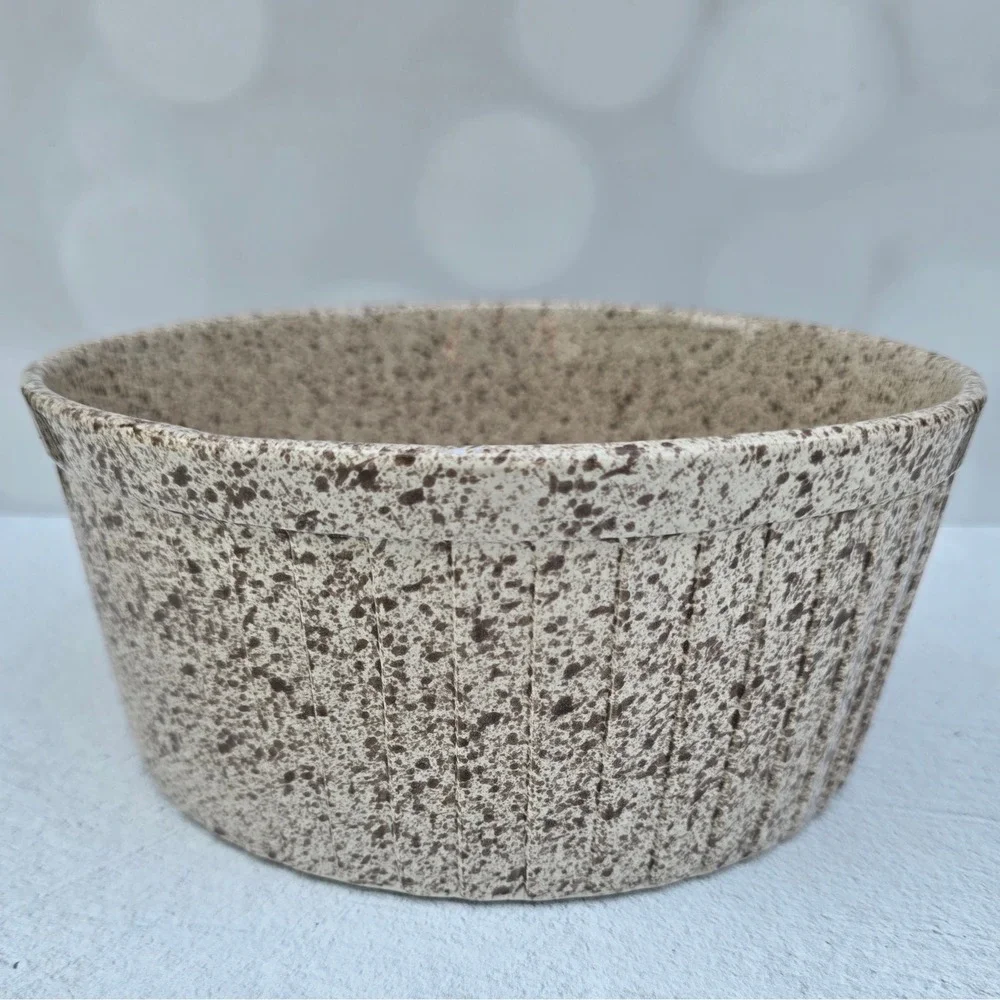 Vintage USA Ovenware EN133 Speckled Brown Stoneware Ribbed Round Baking Dish 9in